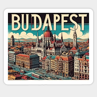 Budapest Travel Retro Poster Sticker